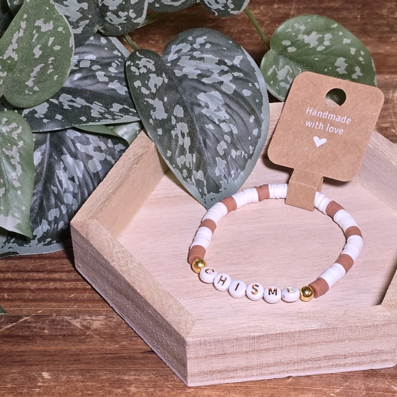 Handmade Beaded Bracelet with Letter Beads - Picture 1 of 1